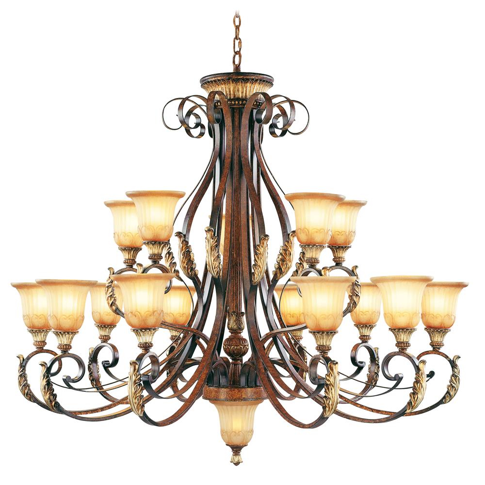 Livex Lighting 8568-63 Villa Verona Chandelier in Verona Bronze with Aged Gold Leaf Accents 